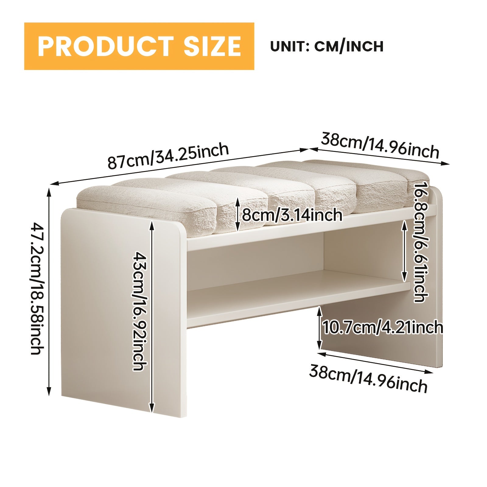 A Step Stool, Footrest, Shoe Bench, And Storage Seat for Changing Shoes, Designed for Entryways, Bedrooms, Hallways, And Living Rooms, with a Padded Seat And a Height of 18.5 Inches, by GUYII