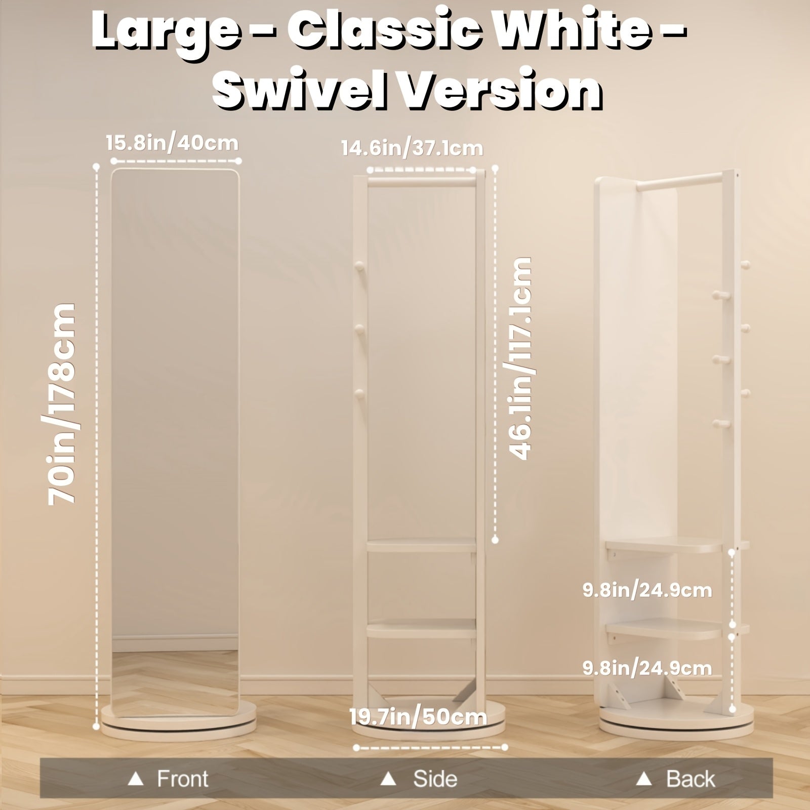 Solid Wood Bathroom Vanity Mirror, Mirror Full Body, 360° Rotating Storage Vanity Mirror, Home Decor And Accessories, Mirror with Storage, Mobile Cabinet\u002Frotating Cabinet, Furniture for Home, Christmas Gifts, Black Fridays Items, Free Shipping