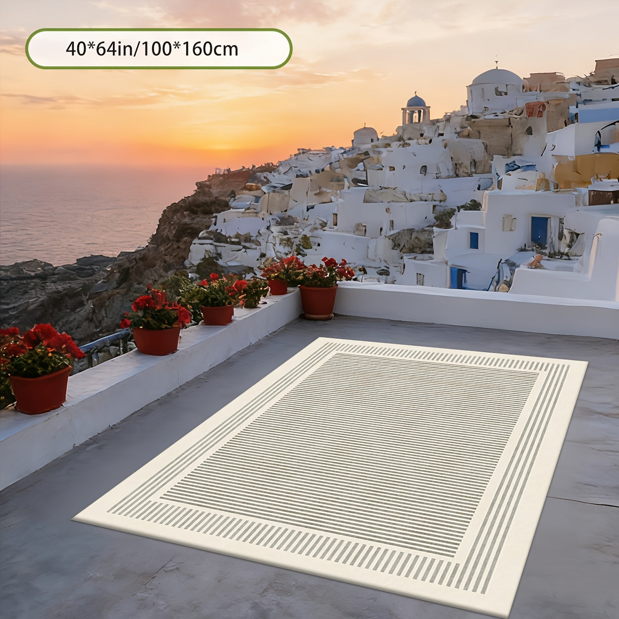 This 2D Flat Printed Design Features a Light Gray Minimalist Frame Pattern, Perfect for Outdoor Rugs. It Serves As a Versatile Decorative Piece Suitable for Entry Mats, Camping Mats, Patio Mats, Pool Mats, And Mats. Ideal for Balconies, Yards
