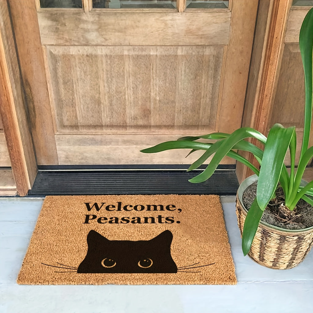 Funny Coir Doormat Welcome.Peasants Welcome Front Porch For The Entrance Way Personalized Rug Outdoor With Heavy-Duty Non Slip Coconut Doormat 23.6 X 15.7 Inch