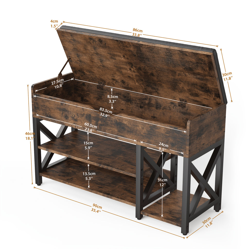 7 Pair Shoe Storage Bench With Cushion, Entryway Bench With Shoe Rack Shoe Organizer