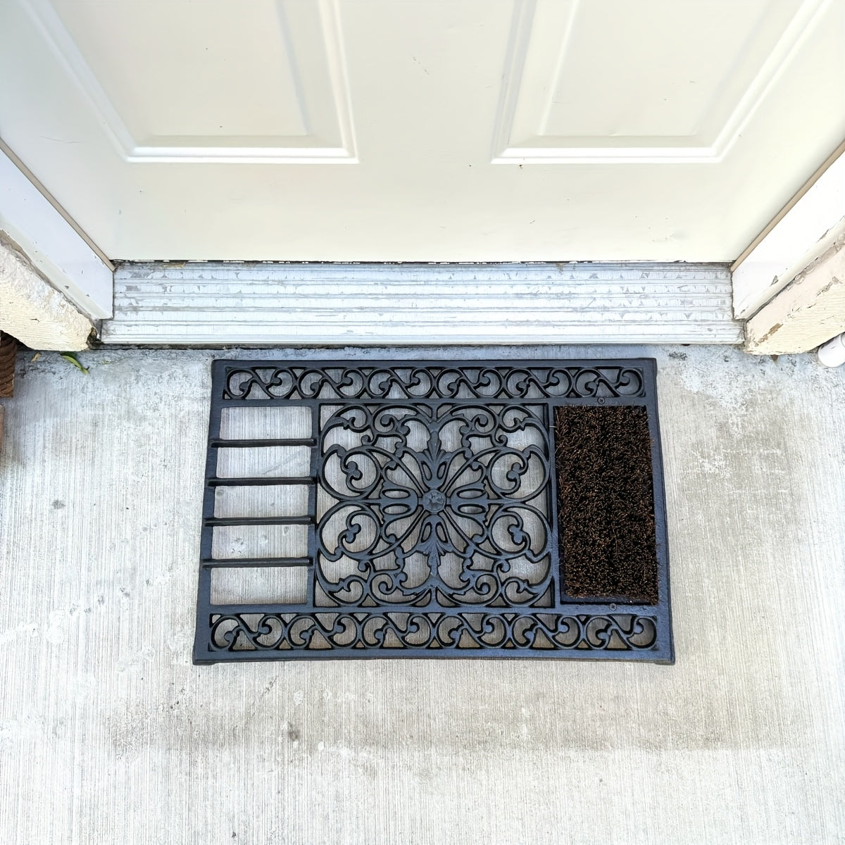 Heavy Duty Cast Iron Doormat - 58CM\u002F22.8IN. Large Rectangle Front Door Mat - Non-Slip Outside Mat Shoe Scraper - Decorative Entrance Mats For Home Garden Patio, Withstand Any Outdoor Weather, No Assembly Required.