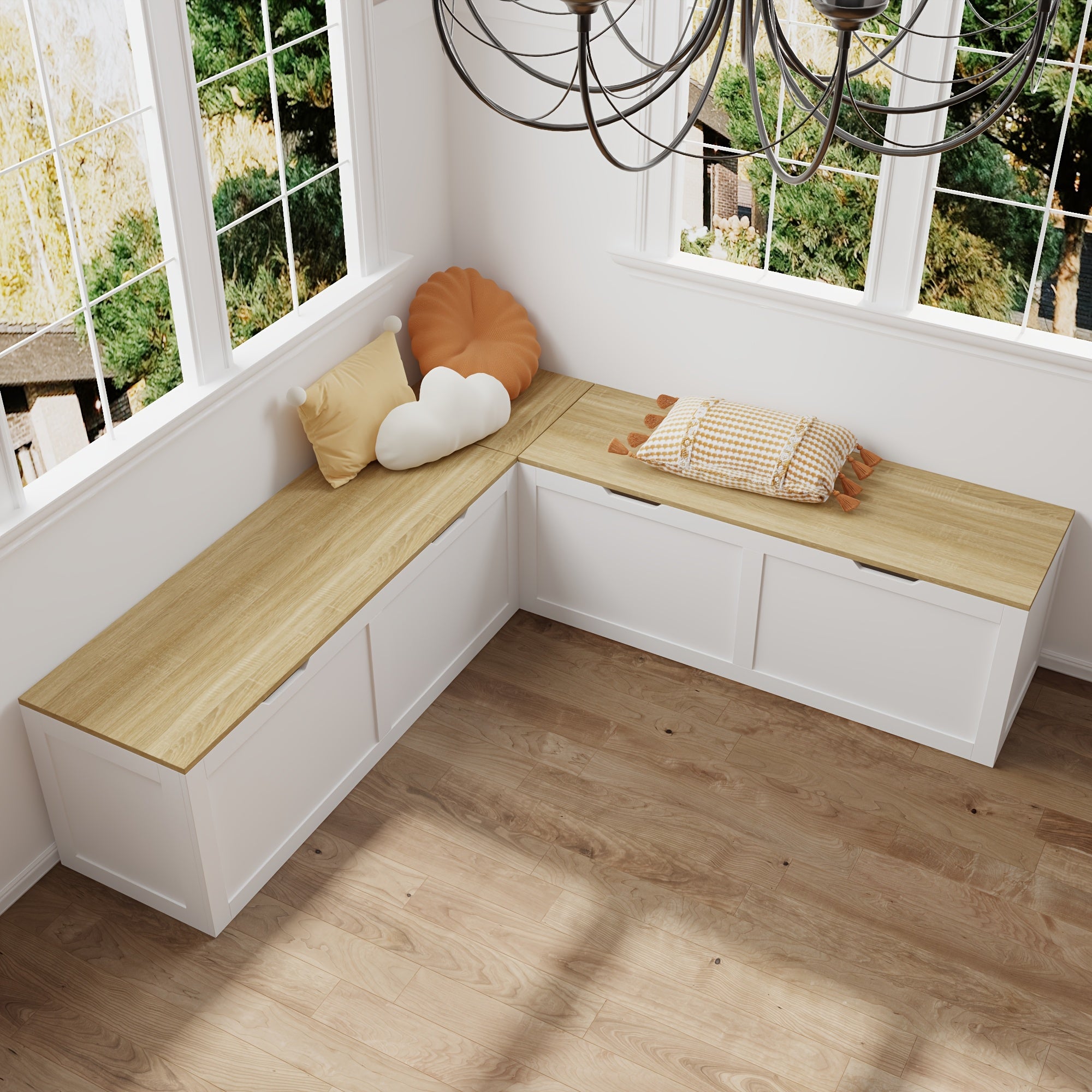 Modern Multi Functional Corner Shoe Changing Stool With Flip Storage Cabinet, Shoe Cabinet For Bedroom, Hallway & Enterway, White And Natural