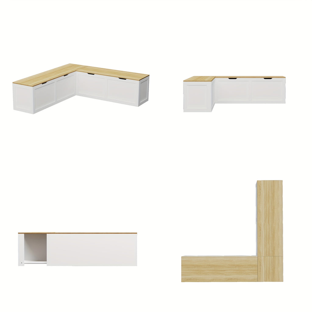 Modern Multi Functional Corner Shoe Changing Stool With Flip Storage Cabinet, Shoe Cabinet For Bedroom, Hallway & Enterway, White And Natural