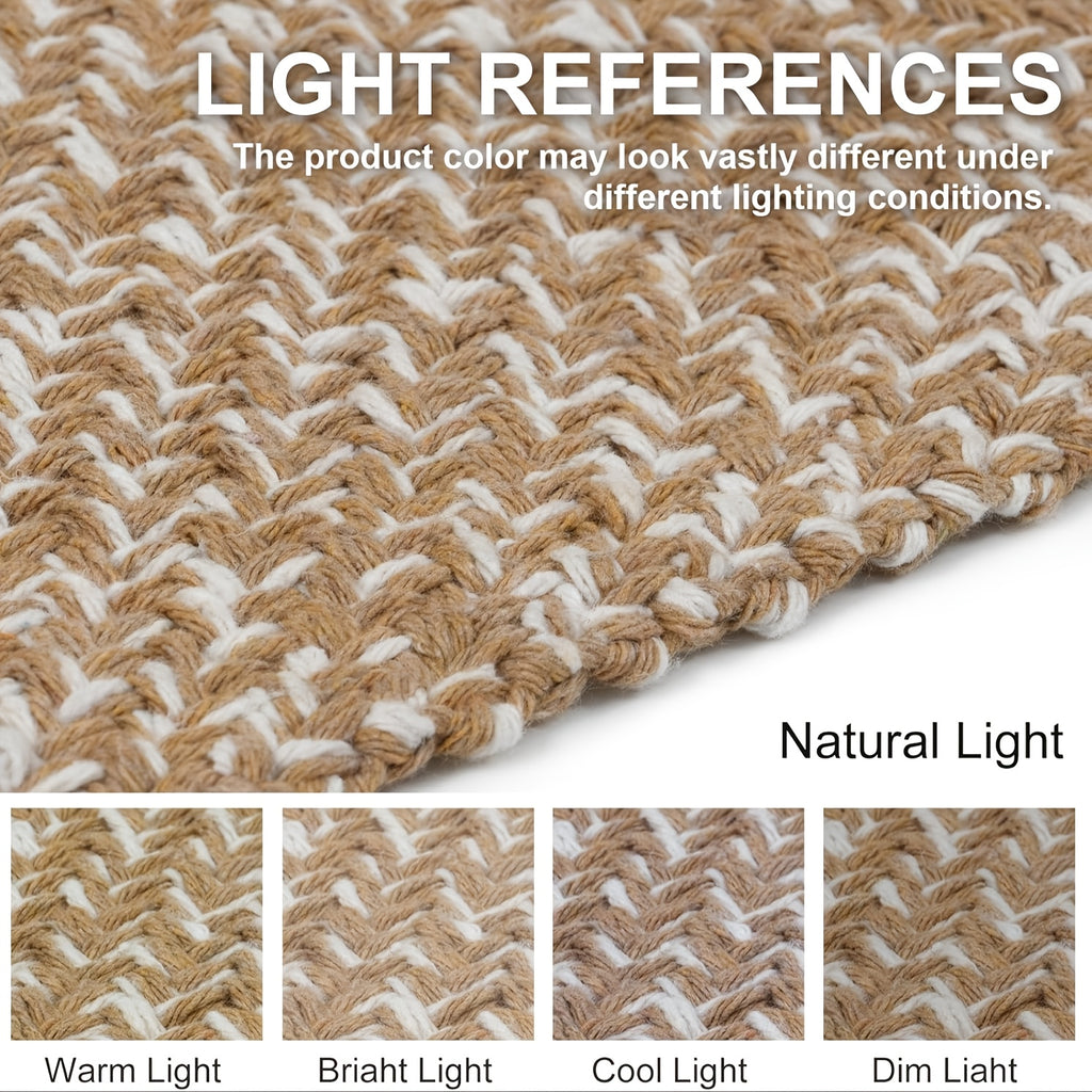 2x3\u002F2x6\u002F3x5\u002F2x8 Long Hallway Runner Mat, Washable Runner Indoor Entryway Mat, Tan\u002FCream Braided Woven Kitchen Runner Rugs Low-Profile Front Door Floor Mat for Laundry Room Bedroom Doorway, Home Decor Mat