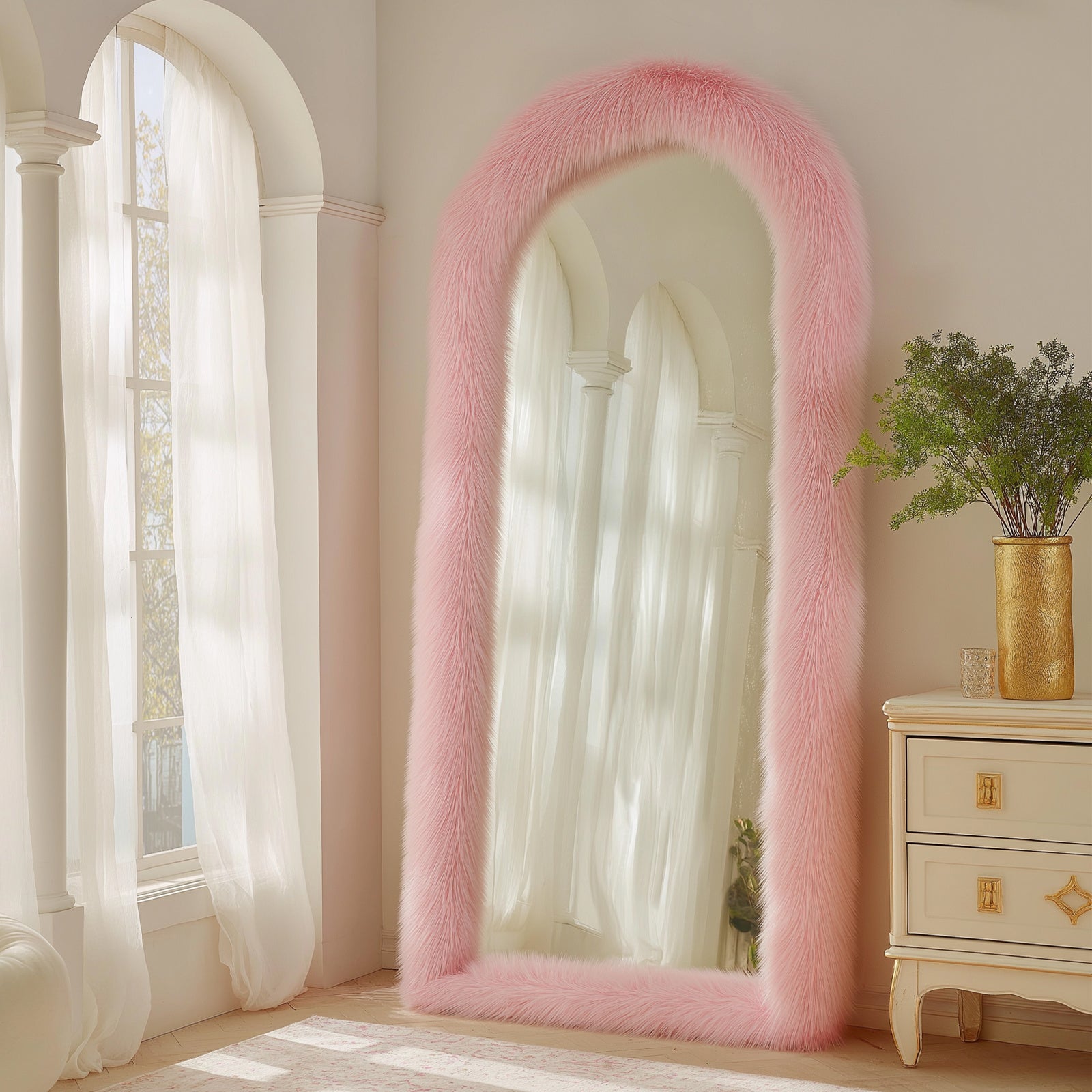 Arched Makeup Mirror, Full Length Mirror Leaning Hanging Wall Mirror, Full Body Mirror for Bathroom Decorative Mirrors, Perfect for Christmas Halloween Home Decoration, Gifts