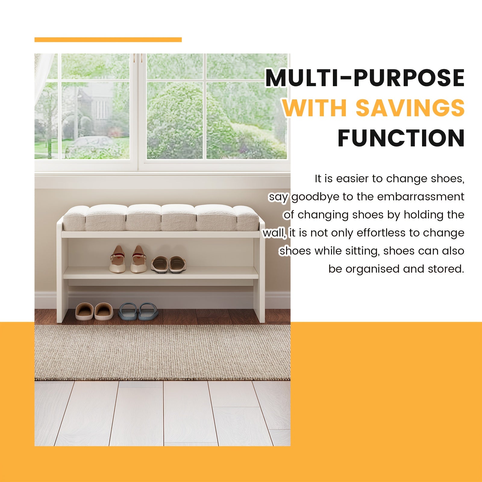 A Step Stool, Footrest, Shoe Bench, And Storage Seat for Changing Shoes, Designed for Entryways, Bedrooms, Hallways, And Living Rooms, with a Padded Seat And a Height of 18.5 Inches, by GUYII