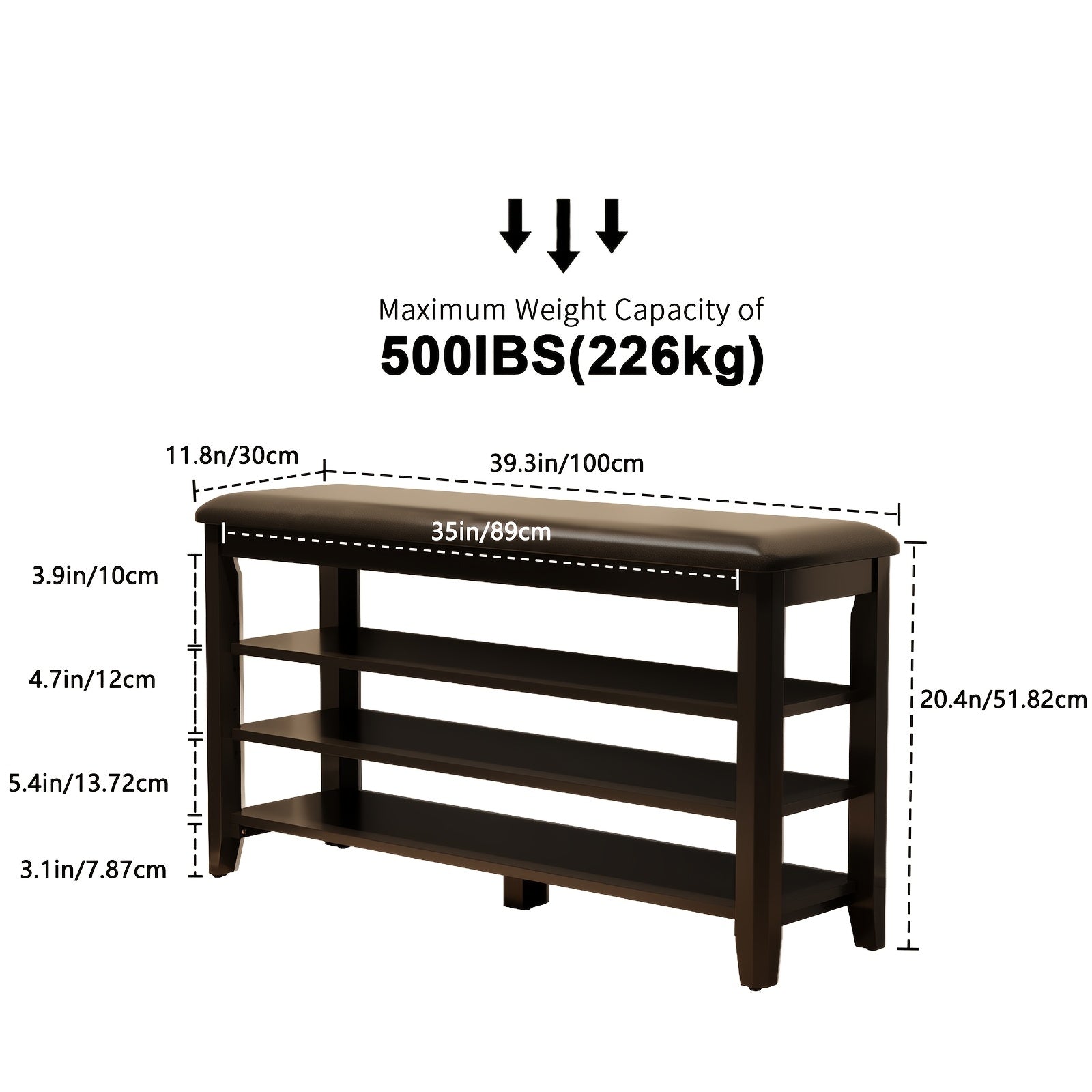 KASLANDI for home Furniture Shoe Bench Featuring a Leather Cushion, Adjustable Height with 3-Tier Shoe Storage, Walnut Wood Entryway Bench Ideal for Hallways And Mudrooms, Perfect for Christmas Gifts And Black Friday Deals, Includes Free Shipping