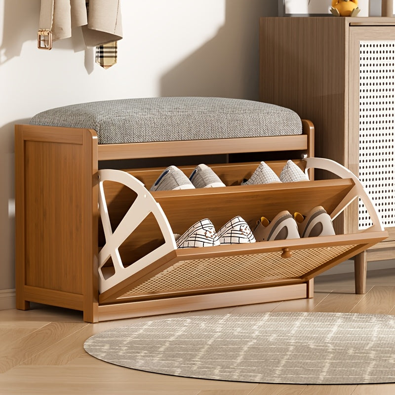 Shoe-Changing Bench Designed for Tight Entryways, an Entrance Shoe Seating Solution, a Wall-Mounted Flip Cabinet That Saves Space, And a Easy Shoe Rack