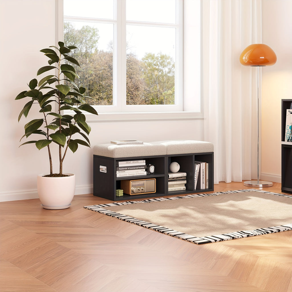 Guyii Set Of 2 Velvet Shoe Storage Ottoman - Multi-Functional Stools with Soft Cushioned Seats, Space-Saving Entryway\u002FBedroom\u002FLiving Room Bench