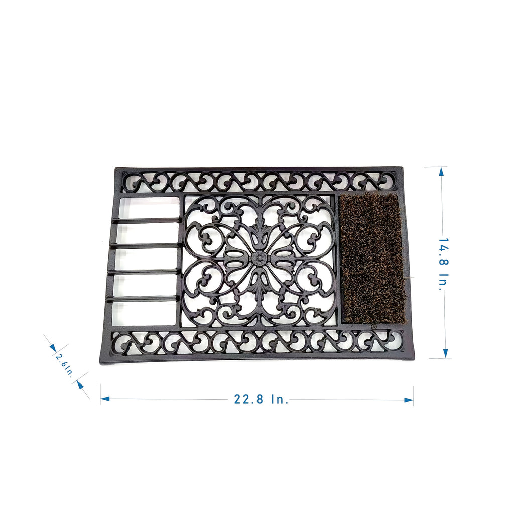 Heavy Duty Cast Iron Doormat - 58CM\u002F22.8IN. Large Rectangle Front Door Mat - Non-Slip Outside Mat Shoe Scraper - Decorative Entrance Mats For Home Garden Patio, Withstand Any Outdoor Weather, No Assembly Required.