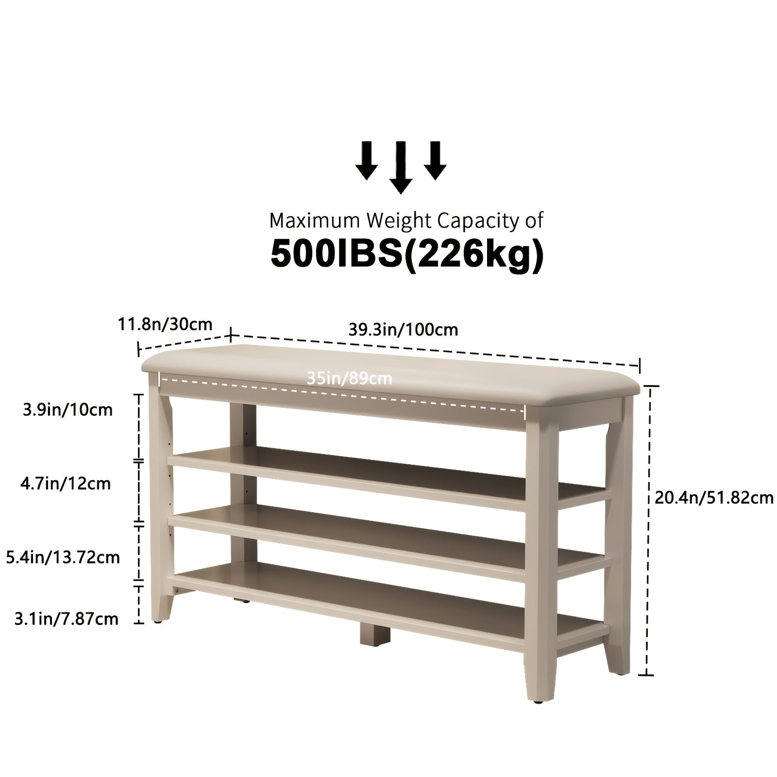 KASLANDI for home Furniture Shoe Bench Featuring a Leather Cushion, Adjustable Height with 3-Tier Shoe Storage, Walnut Wood Entryway Bench Ideal for Hallways And Mudrooms, Perfect for Christmas Gifts And Black Friday Deals, Includes Free Shipping