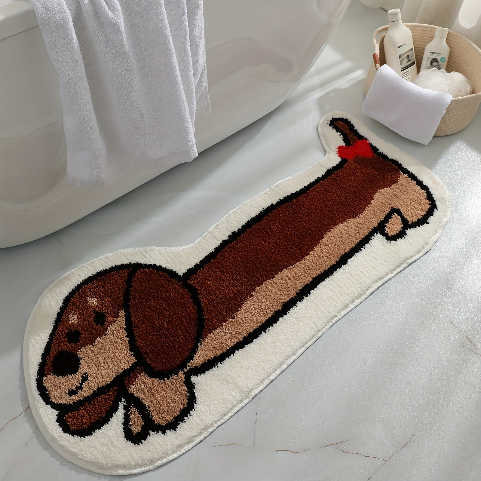 Funny Dachshund Dog Bath Mat, Soft Anti-slip Cute Front Door Mat Indoor Outdoor Entrance, Cute Dog Doormat Rugs for Dog Lovers Porch Entry Kitchen Decor