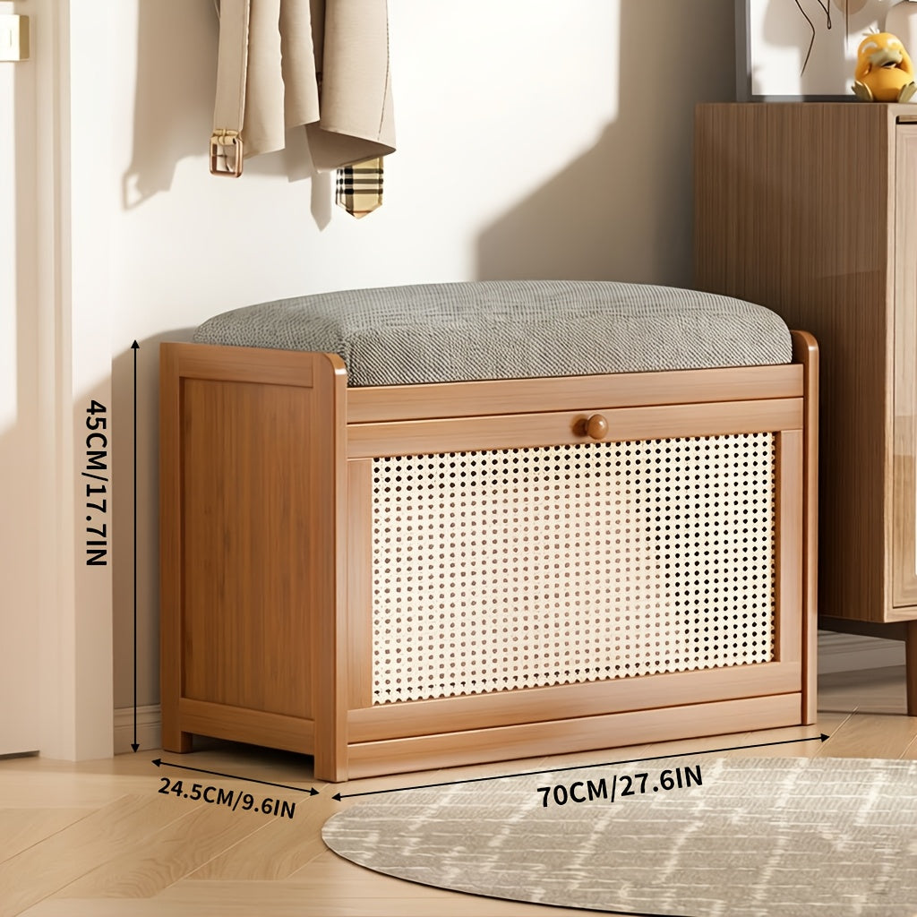 Shoe-Changing Bench Designed for Tight Entryways, an Entrance Shoe Seating Solution, a Wall-Mounted Flip Cabinet That Saves Space, And a Easy Shoe Rack