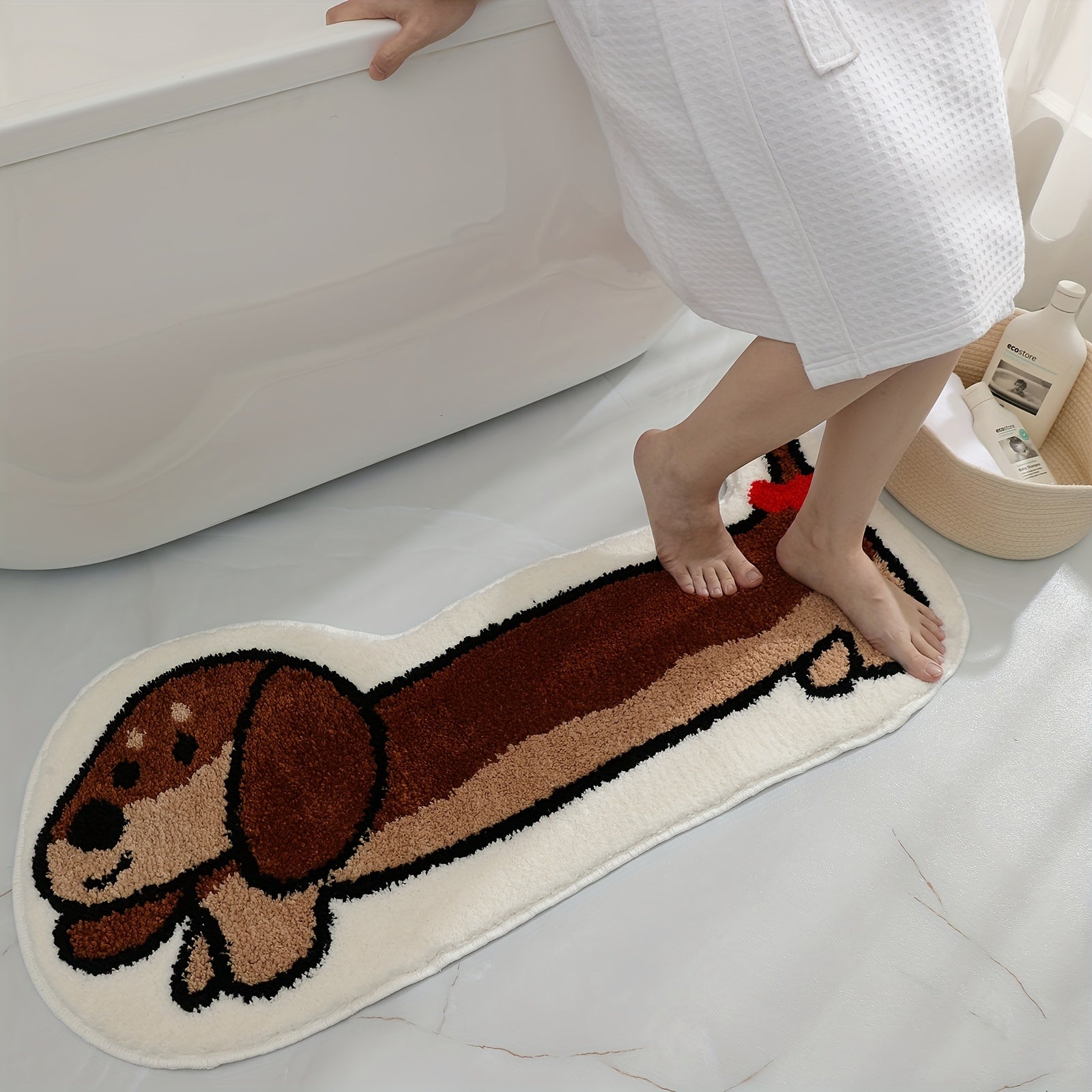 Funny Dachshund Dog Bath Mat, Soft Anti-slip Cute Front Door Mat Indoor Outdoor Entrance, Cute Dog Doormat Rugs for Dog Lovers Porch Entry Kitchen Decor