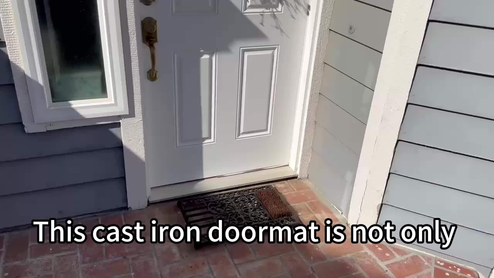 Heavy Duty Cast Iron Doormat - 58CM\u002F22.8IN. Large Rectangle Front Door Mat - Non-Slip Outside Mat Shoe Scraper - Decorative Entrance Mats For Home Garden Patio, Withstand Any Outdoor Weather, No Assembly Required.