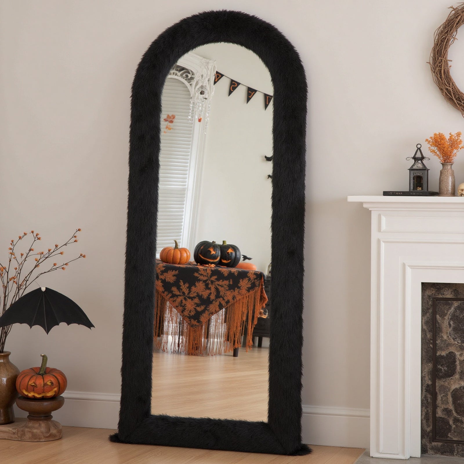 Arched Makeup Mirror, Full Length Mirror Leaning Hanging Wall Mirror, Full Body Mirror for Bathroom Decorative Mirrors, Perfect for Christmas Halloween Home Decoration, Gifts