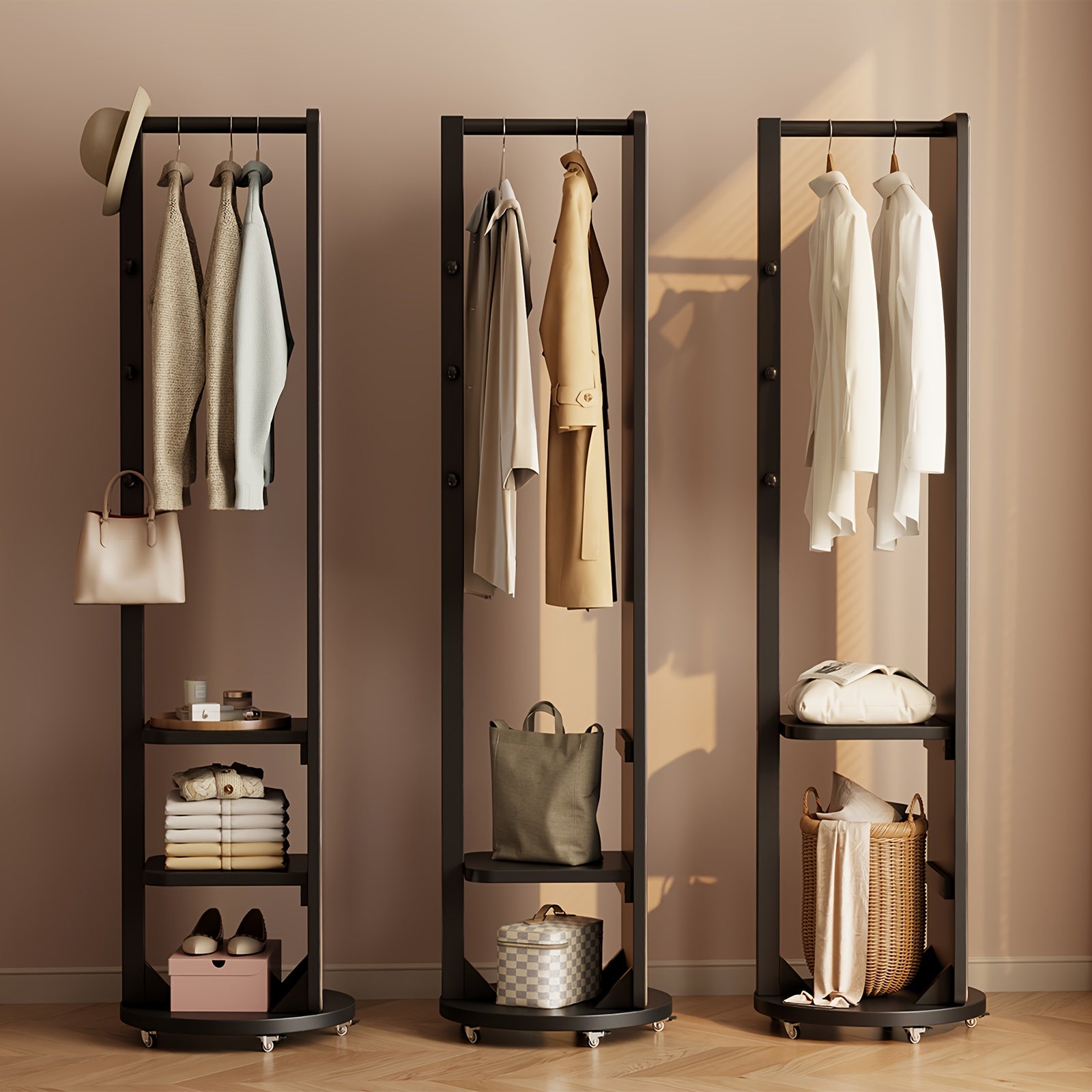 Solid Wood Bathroom Vanity Mirror, Mirror Full Body, 360° Rotating Storage Vanity Mirror, Home Decor And Accessories, Mirror with Storage, Mobile Cabinet\u002Frotating Cabinet, Furniture for Home, Christmas Gifts, Black Fridays Items, Free Shipping