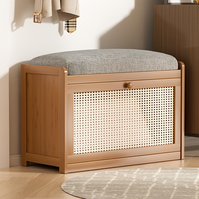 Shoe-Changing Bench Designed for Tight Entryways, an Entrance Shoe Seating Solution, a Wall-Mounted Flip Cabinet That Saves Space, And a Easy Shoe Rack