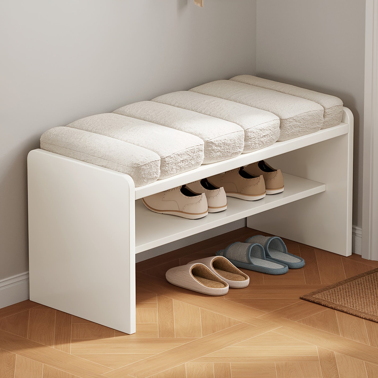 A Step Stool, Footrest, Shoe Bench, And Storage Seat for Changing Shoes, Designed for Entryways, Bedrooms, Hallways, And Living Rooms, with a Padded Seat And a Height of 18.5 Inches, by GUYII