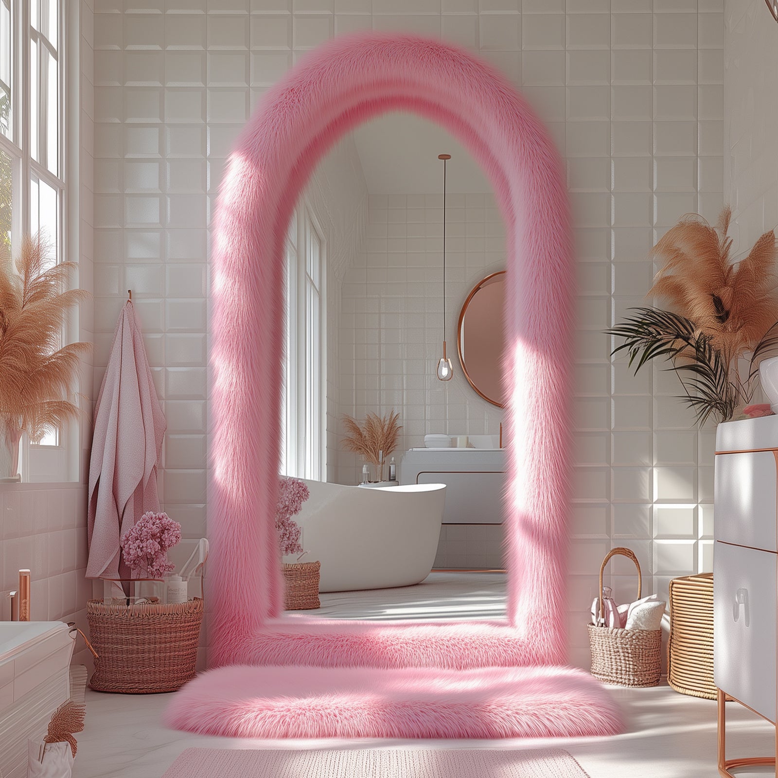 Arched Makeup Mirror, Full Length Mirror Leaning Hanging Wall Mirror, Full Body Mirror for Bathroom Decorative Mirrors, Perfect for Christmas Halloween Home Decoration, Gifts