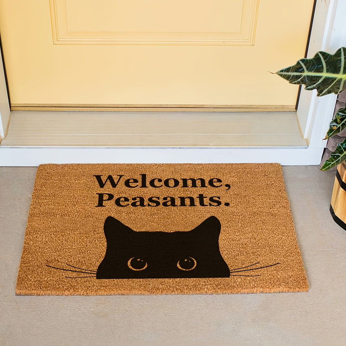 Funny Coir Doormat Welcome.Peasants Welcome Front Porch For The Entrance Way Personalized Rug Outdoor With Heavy-Duty Non Slip Coconut Doormat 23.6 X 15.7 Inch