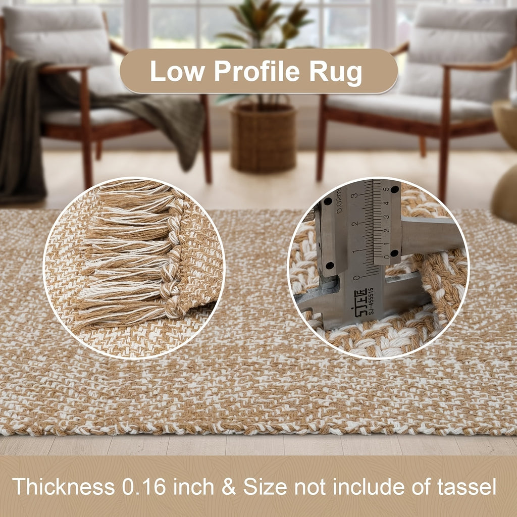 2x3\u002F2x6\u002F3x5\u002F2x8 Long Hallway Runner Mat, Washable Runner Indoor Entryway Mat, Tan\u002FCream Braided Woven Kitchen Runner Rugs Low-Profile Front Door Floor Mat for Laundry Room Bedroom Doorway, Home Decor Mat