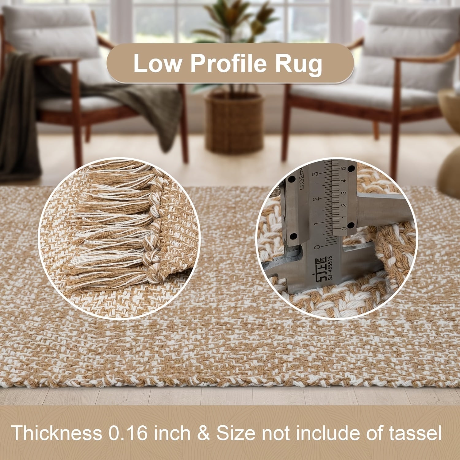 2x3\u002F2x6\u002F3x5\u002F2x8 Long Hallway Runner Mat, Washable Runner Indoor Entryway Mat, Tan\u002FCream Braided Woven Kitchen Runner Rugs Low-Profile Front Door Floor Mat for Laundry Room Bedroom Doorway, Home Decor Mat