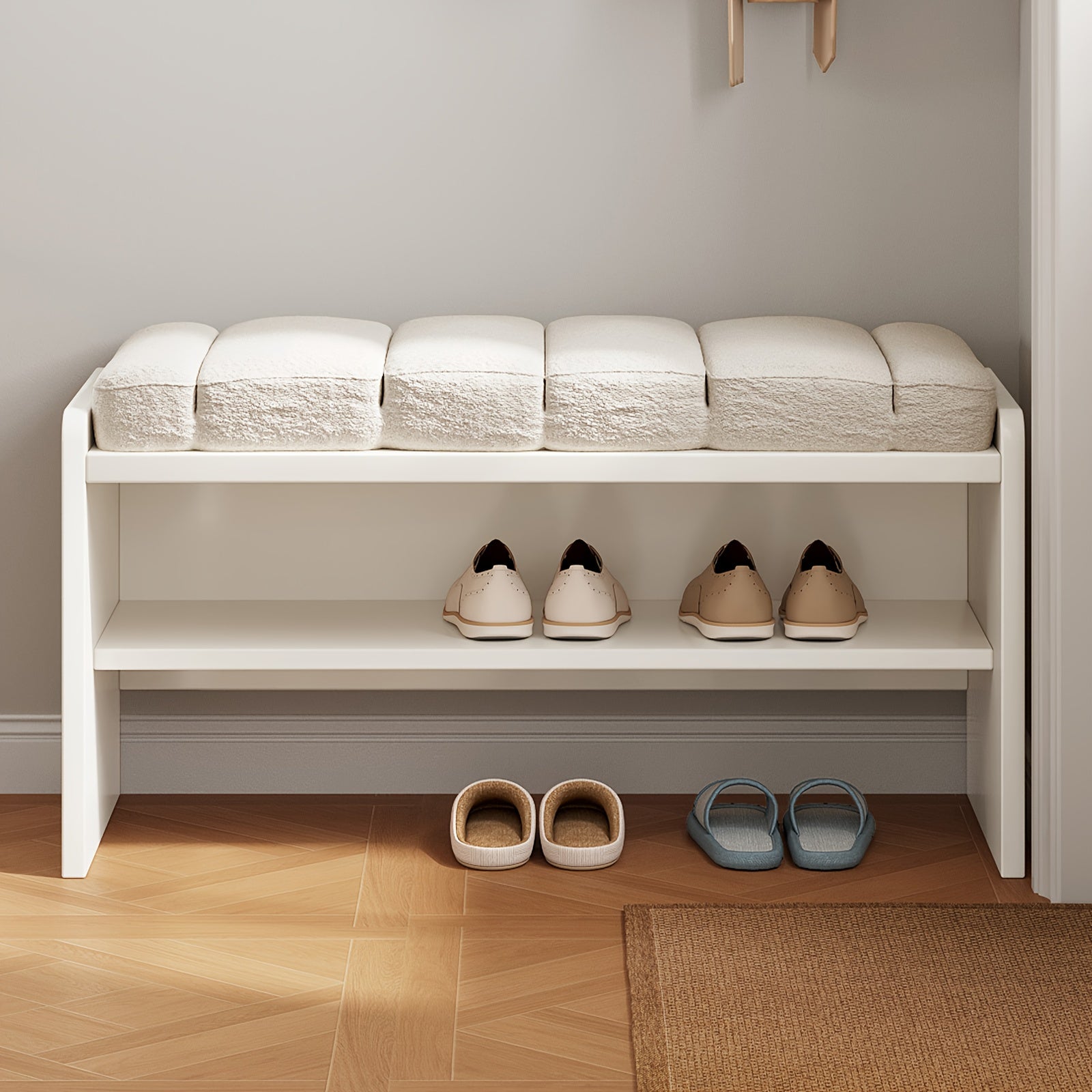 A Step Stool, Footrest, Shoe Bench, And Storage Seat for Changing Shoes, Designed for Entryways, Bedrooms, Hallways, And Living Rooms, with a Padded Seat And a Height of 18.5 Inches, by GUYII