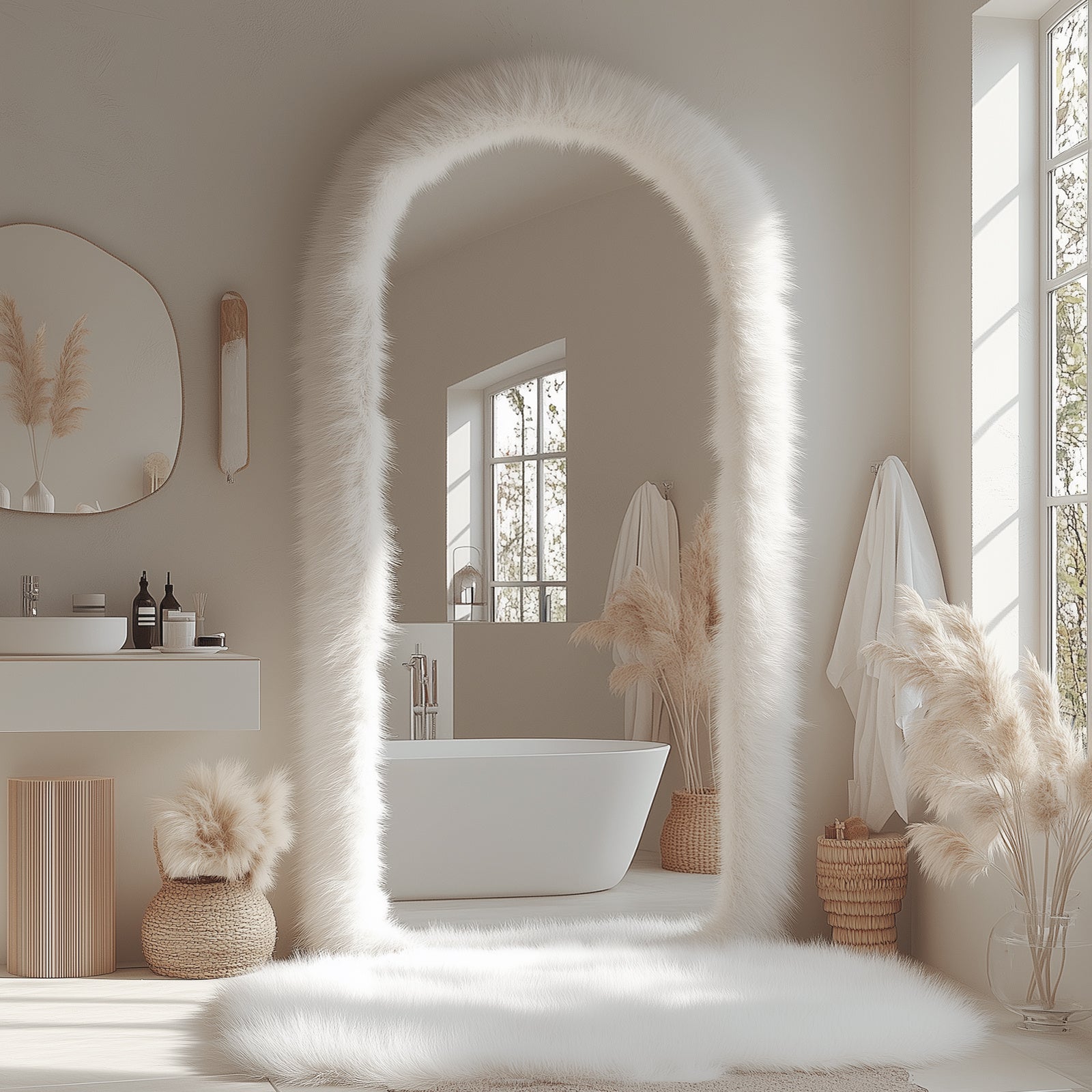 Arched Makeup Mirror, Full Length Mirror Leaning Hanging Wall Mirror, Full Body Mirror for Bathroom Decorative Mirrors, Perfect for Christmas Halloween Home Decoration, Gifts