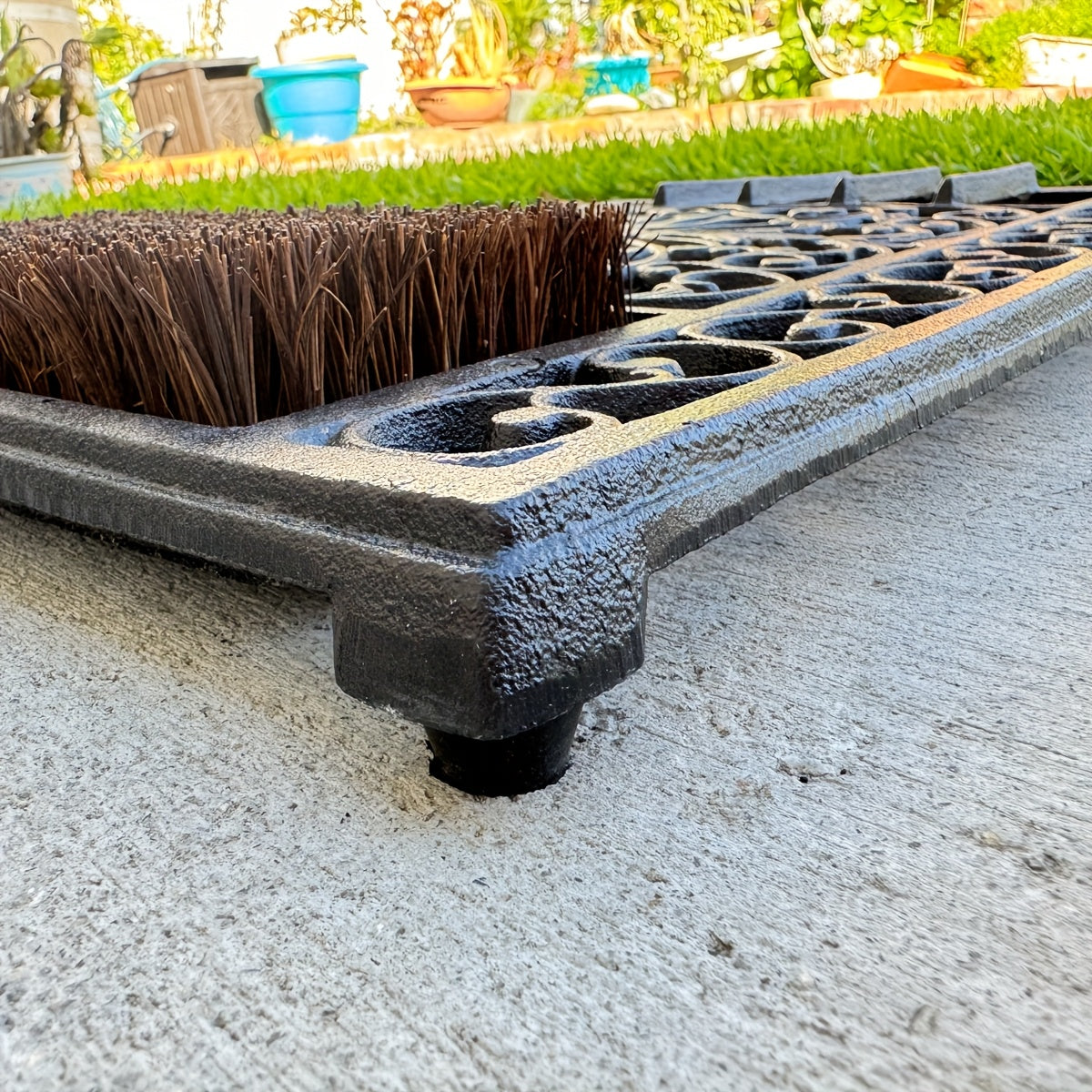 Heavy Duty Cast Iron Doormat - 58CM\u002F22.8IN. Large Rectangle Front Door Mat - Non-Slip Outside Mat Shoe Scraper - Decorative Entrance Mats For Home Garden Patio, Withstand Any Outdoor Weather, No Assembly Required.