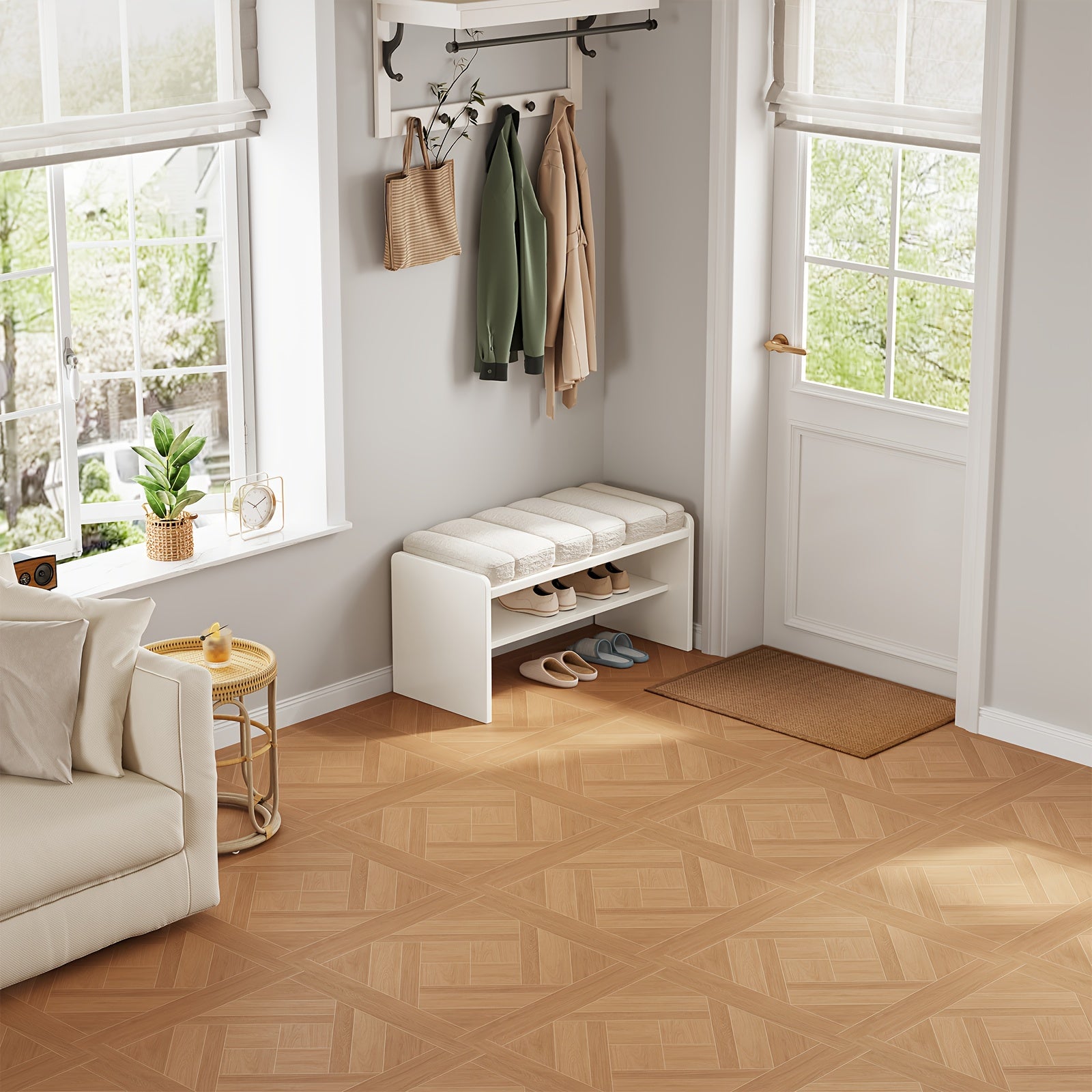 A Step Stool, Footrest, Shoe Bench, And Storage Seat for Changing Shoes, Designed for Entryways, Bedrooms, Hallways, And Living Rooms, with a Padded Seat And a Height of 18.5 Inches, by GUYII