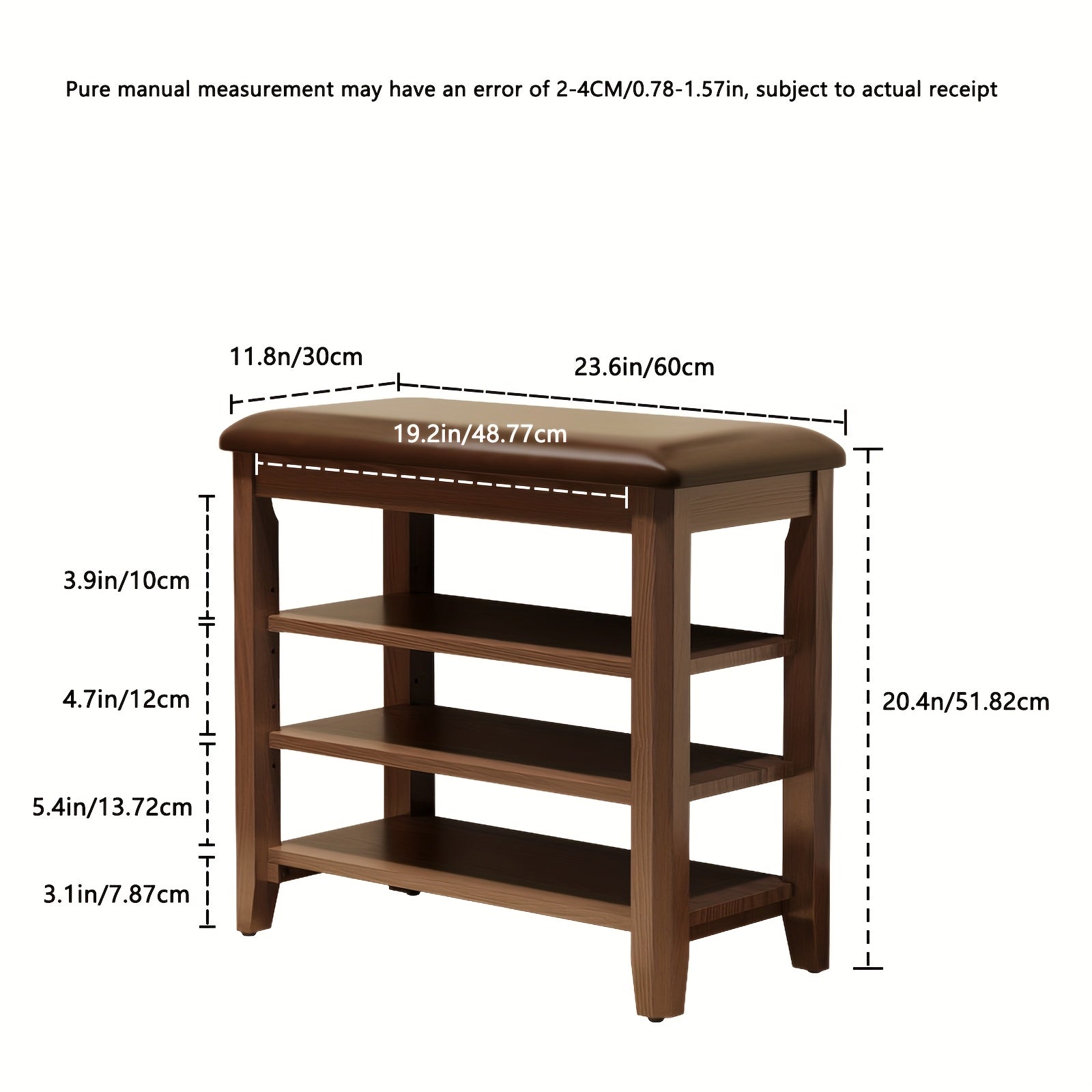 KASLANDI for home Furniture Shoe Bench Featuring a Leather Cushion, Adjustable Height with 3-Tier Shoe Storage, Walnut Wood Entryway Bench Ideal for Hallways And Mudrooms, Perfect for Christmas Gifts And Black Friday Deals, Includes Free Shipping