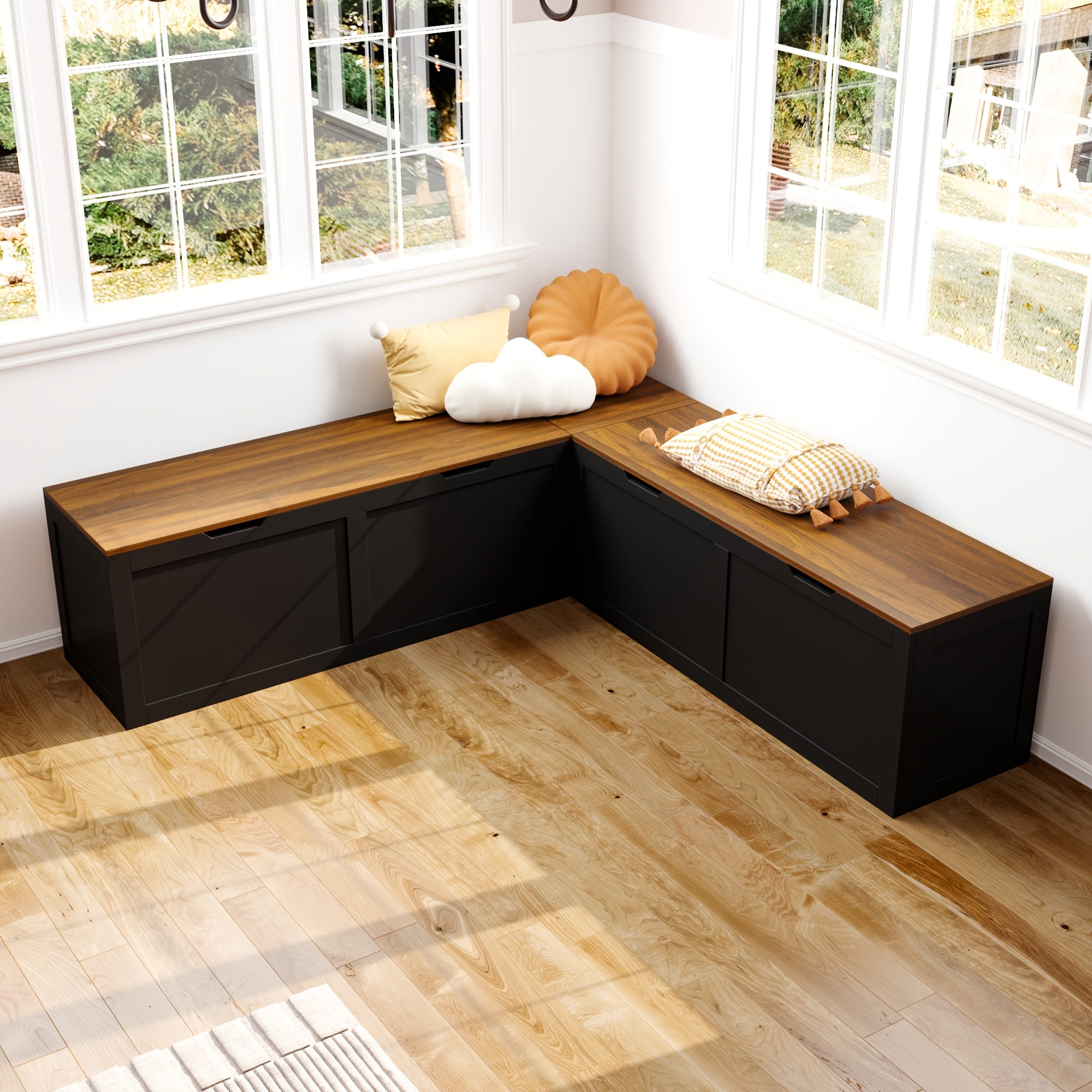 Modern Multi Functional Corner Shoe Changing Stool With Flip Storage Cabinet, Shoe Cabinet For Bedroom, Hallway & Enterway, White And Natural