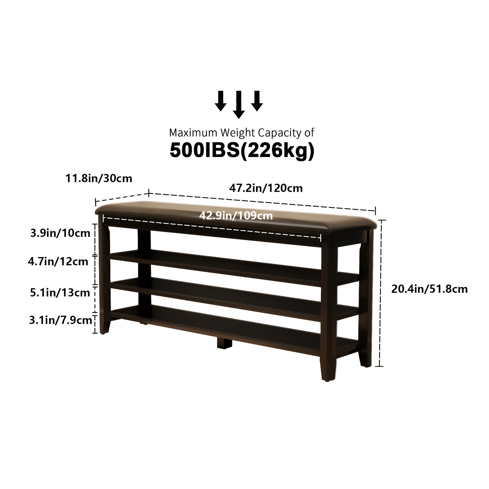 KASLANDI for home Furniture Shoe Bench Featuring a Leather Cushion, Adjustable Height with 3-Tier Shoe Storage, Walnut Wood Entryway Bench Ideal for Hallways And Mudrooms, Perfect for Christmas Gifts And Black Friday Deals, Includes Free Shipping